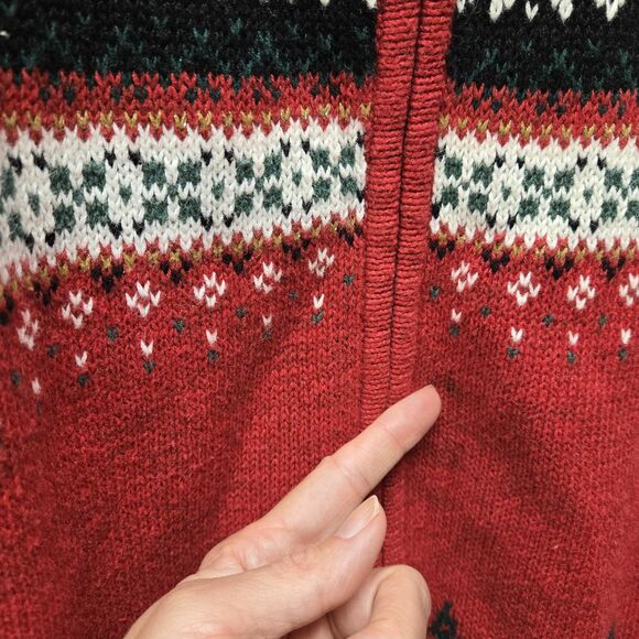 Vintage Heirloom Collectibles Zip Up Tree Fair Isle Holiday Sweater Women's Lg - Picture 8 of 9